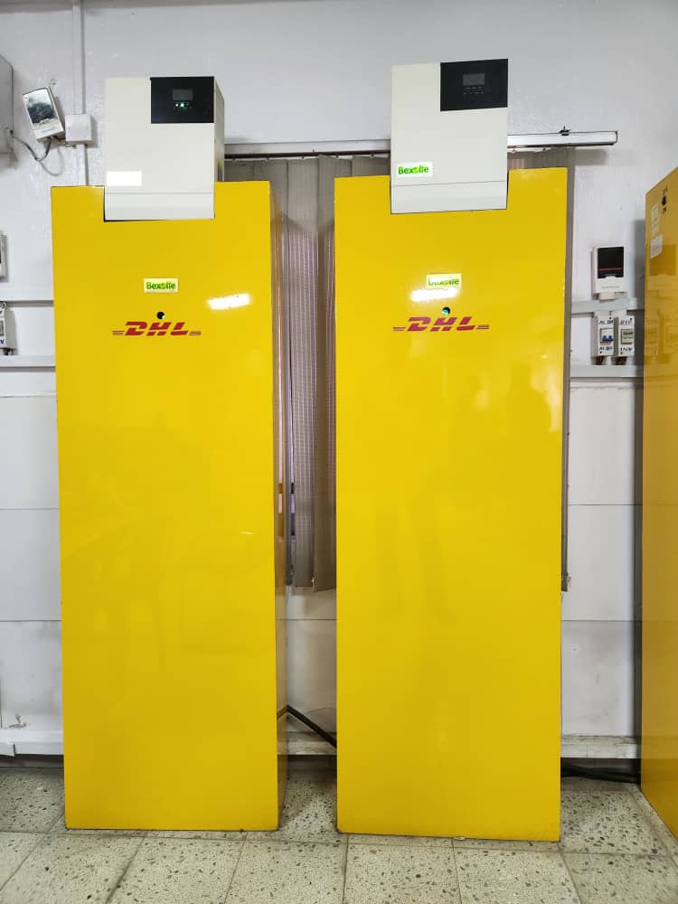 Dual DHL branded commercial energy storage cabinets with Bexolie inverters