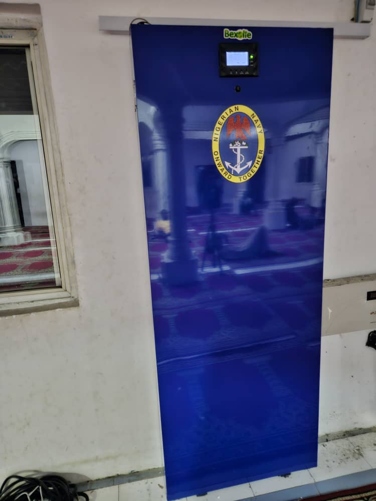 Nigerian Navy branded Bexolie blue institutional energy storage cabinet